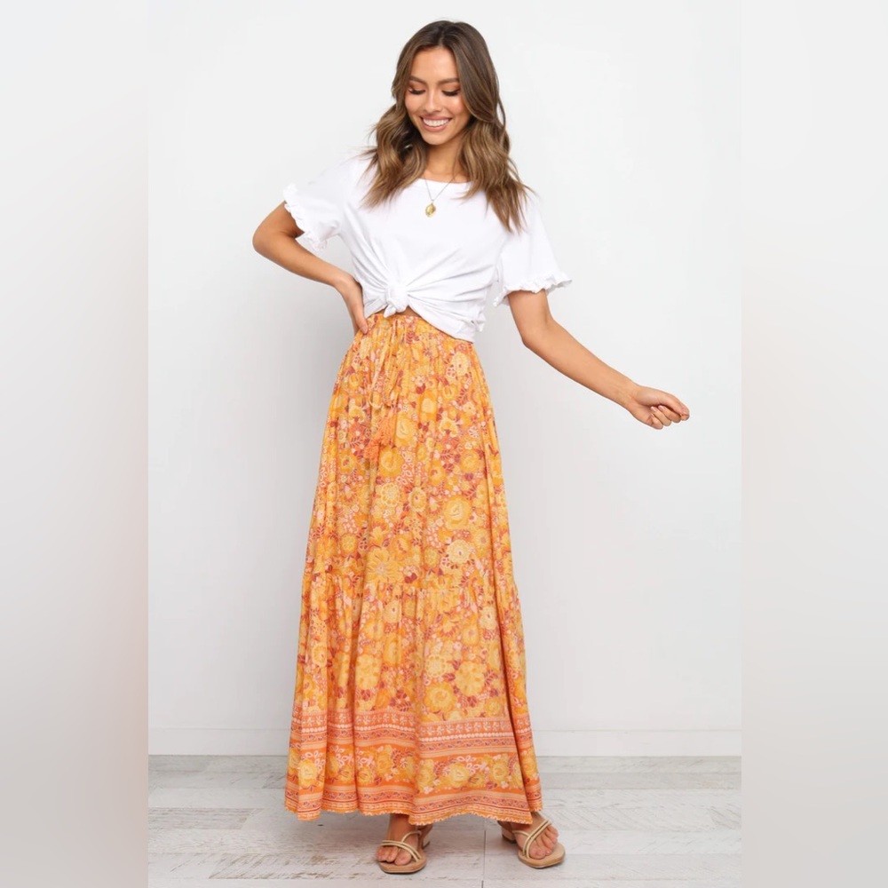 Petal & Pup Nyasa Maxi Skirt in Orange